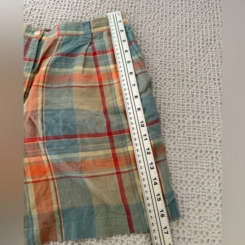 Ralph Lauren Plaid Cotton Shorts in Blue, Orange, Tan Women’s Size 12